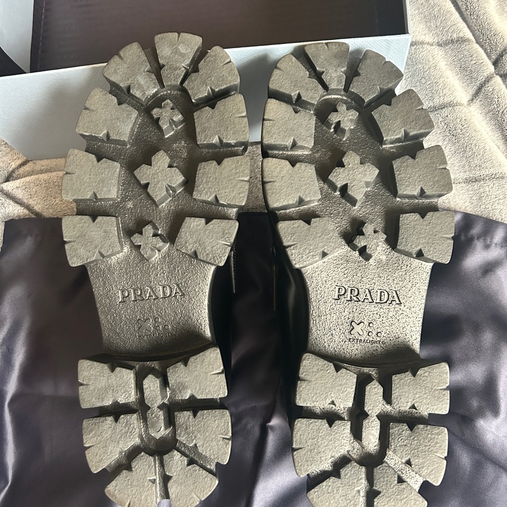 Prada Brushed Leather Monolith Loafers - Picture 4 of 12